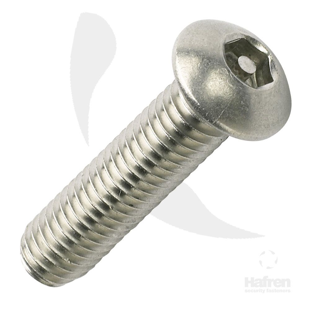 M6 x 20mm - Security Machine Screw Tamper Resistant Pin Hex Button Head - A2 Stainless Steel - Pack of 25