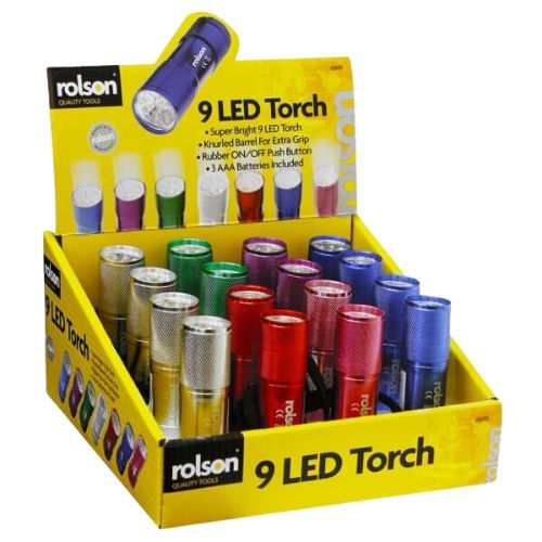 9 LED - Rolson Torch With Batteries