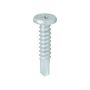 5.5mm x 25mm - Self Drilling Screw Low Profile Pancake Wafer Head - Silver Organic - Pack of 100